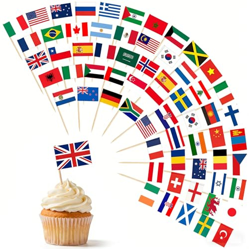 Belegao World Flags Toothpick 100pcs 60 Different Countries Cocktail Stick