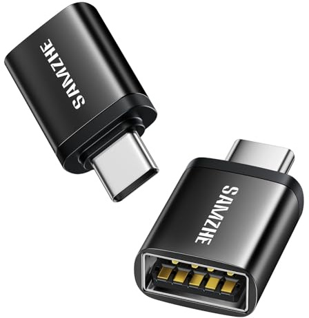 SAMZHE USB C to USB Adapter Pack of 2, USB 3.2 Female to Thunderbolt 4/3 Adapter Compatible with MacBook Pro Air 2024, Surface, iPad, iPhone, Galaxy Notebook, XPS and More Type C Devices, Black