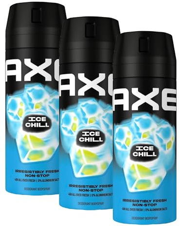 Axe Bodyspray Ice Chill Deo ohne Aluminium sorgt 48 Stunden lang für effektiven Schutz vor Körpergeruch 150 ml (Packung mit 3)