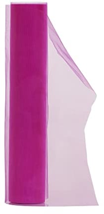 29cm x 25m Organza Roll Snow Sheer Fabric - Glitter Roll for Christmas Chair Bows, Table Runners, Dress Accents, Crafting Supplies for Ribbons, Party Favours, Fuchsia