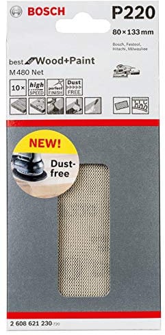 Bosch Professional 10 Stück Schleifblatt M480 Best for Wood and Paint (Holz und Farbe, 80 x 133 mm, Körnung K220, Zubehör Schwingschleifer)