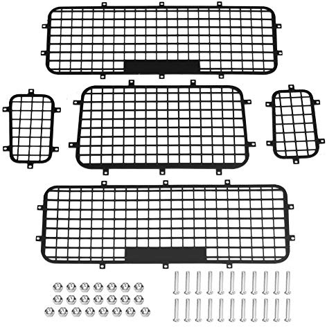 Dilwe RC Car Window Protection Nets, 5 Pcs Metal RC Window Protection Net for TRAXXAS 1/10 Scale RC Crawler Car Remote Control Parts Accessories