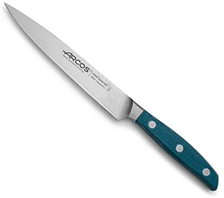 Arcos Brooklyn - Cuchillo de Lenguado Cuchillo para Pescado - Acero Inoxidable Forjado NITRUM 170 mm - Mango Micarta Color Azul (Filo Seda)