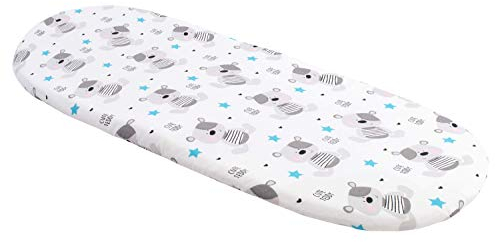 Medi Partners Baby Spannbettlaken Kinderwagen Laken 86x40 Bettlaken Stubenwagen - 100% Baumwolle Fitted Sheet für Beistellbett Babybett Bezug (Teddybär mit hellblauen)
