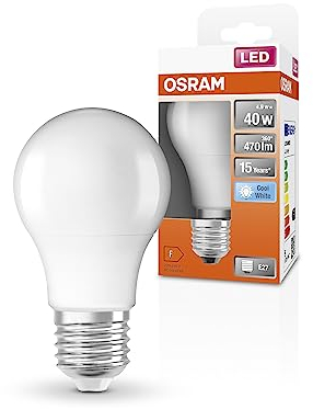 OSRAM Lampada LED Star Classic A40 a LED per attacco E27, forma a pera, aspetto opaco, 470 lumen, bianco freddo (4000 K), non dimmerabile, 1 pezzo