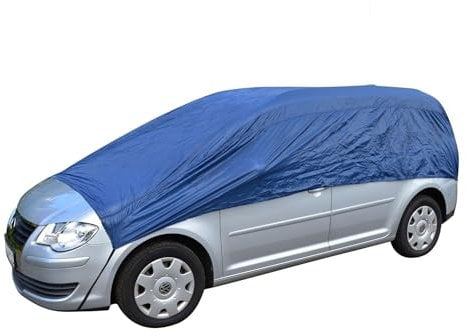 Autoabdeckung Halbgarage Abdeckplane (Atmungsaktiv) Schutz gegen Vereisung & Verschmutzung im Winter & Sommer (M-XXL), Größe:L/XL