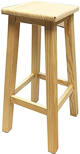 Acan Tradineur - Taburete Alto, banqueta de Barra de Bar, Cocina de Madera de Pino Maciza Cuadrado 80 x 26 x 26 cm