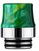 Drip Tip Mundstück für Verdampfer mit 810 Anschluss aus Delrin (grün) und Edelstahl mit Spritzschutz