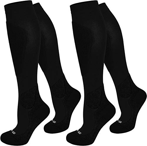 normani 2 Paar Kompressionsstrümpfe für Damen und Herren - Reisekniestrumpf mit Stützfunktion - Spitze handgekettelt Farbe Sport/Schwarz Größe 39/42