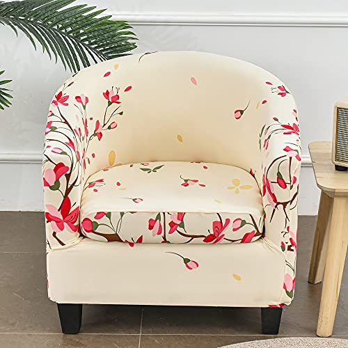 FANSU Sesselschoner Sesselbezug Elegant Blumen Sofabezug, 2-Teilige Stretch Tub Chairs Sesselhussen mit Armlehne, Sesselüberwurf für Clubsessel Loungesessel Cocktailsessel (Gelb)