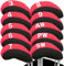 Capuchon de Golf Club Couvre Fer Protection Long Cou Impression de Numéro Value 10 Pcs, Housses de Tête de Club de Golf avec Fermeture éclair, Adaptées à Toutes Les Marques (Rose -No Fenêtre)