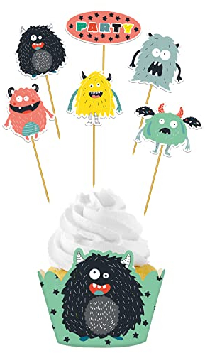 Folat 68306 Cupcake Deko-Set Monster Bash - 12-teilig