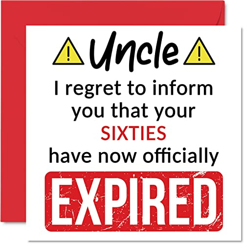 Funny 70th Birthday Cards for Uncle, Your Sixties Have Expired | Happy Birthday Card for Uncle from Nephew Niece, 145mm Banter Joke Humour Bday Greeting Cards Gift