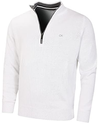 Calvin Klein Golf Herren Baumwollpullover – Weiß Sport – XL