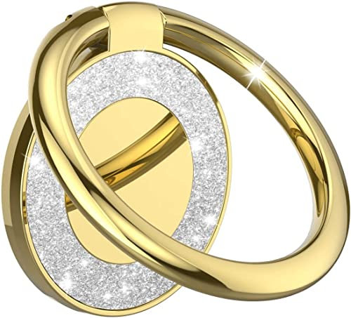 QZCQLLM Cell Phone Ring Holder Finger Ring Grip Kickstand, Compatible with All Smartphone/Phone Cases (Gold)