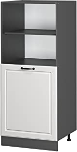 Vicco Herdumbauschrank R-Line, Herdschrank, Weiß Landhaus/Anthrazit, 60 cm