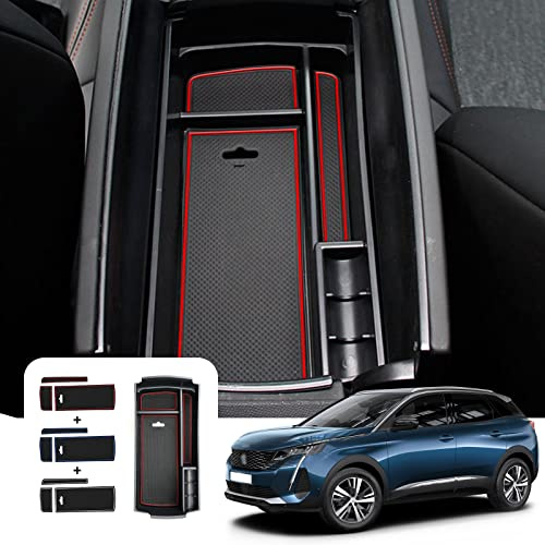 LFOTPP Pour Peugeot 3008 5008 GT 2016-2023 2024 Intérieur Console Central voiture Accoudoir Boîte de Rangement Plateau pour Accessoires Auto (3 tapis 3 couleurs)