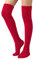 SherryDC Damen Zopfmuster Oberschenkelhoch Stiefelsocken extra lang Winterstrümpfe Beinstulpen, rot, Einheitsgröße
