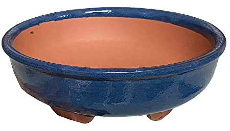 KORMAX Maceta Bonsai Redonda Ceramica Azul