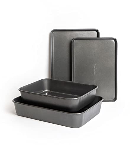 MasterClass 4 Piece Bakeware Set, Including 2 Roasting Pans and 2 Baking Trays