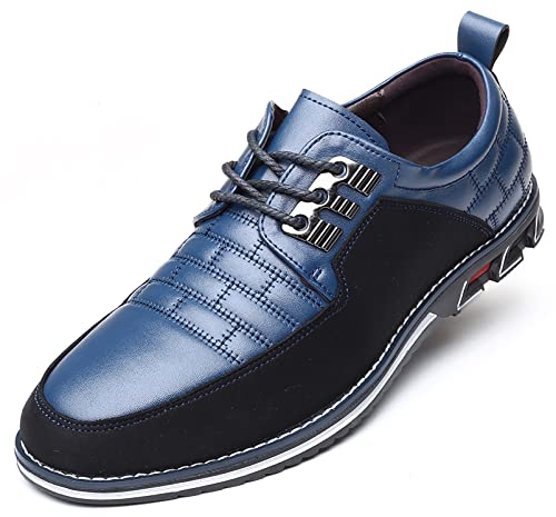 COSIDRAM Herren Schuhe Business Freizeitschuhe Klassische Mokassins Atmungsaktiver Slipper Komfort Wanderschuhe Flache Fahrschuhe Blau 44