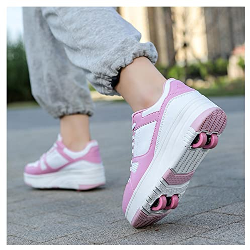 Kinderschuhe Mit Rollen Laufschuhe Sportschuhe Schuhe Mit Rollen Für Junge Mädchen Rollschuhe Skateboard Schuhe Geschenk für Kinder,Pink-32