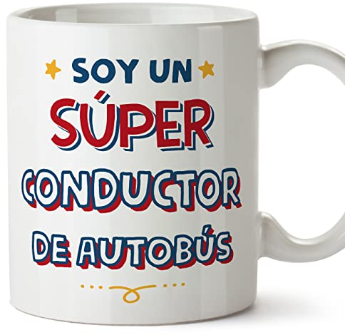 MUGFFINS Tazas para CONDUCTOR DE AUTOBÚS hombre - En Español - Soy Súper - 11 oz / 330 ml - Regalo original y divertido