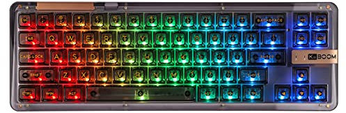 KiiBoom Phantom 68 65% Hot Swappable Crystal Gasket-Mounted Mechanical Keyboard, BT5.0/2.4GHz/USB-C Wired Wireless NKRO Gaming Keyboard with South-facing RGB, 4000mAh Battery for Win/Mac (Black)