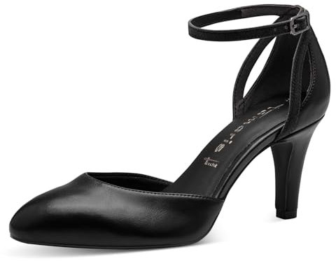Tamaris Damen Pumps mit Riemchen Vegan Stilettoabsatz; BLACK/schwarz; 38