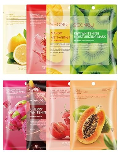 8 Pz Maschere viso coreane, SkinCare idratante, Maschera Viso in Tessuto 8 Fragranze, Cura della Pelle, Maschera Viso Coreana