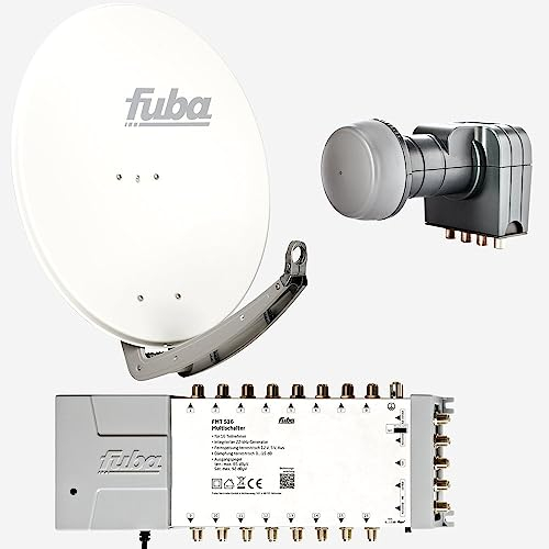 Fuba Sat Anlage 16 Teilnehmer | DAA 780 W Satellitenschüssel 80cm Alu weiß (Testergebnis: ausgezeichnet)* + Fuba Quattro LNB + Fuba Sat Multischalter 16 Teilnehmer (DVB-S2, HDTV, UHD 4K/8K, 3D)