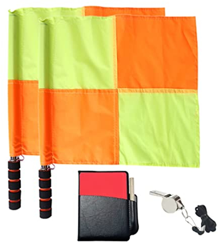 Beifenl Fußball-Schiedsrichter-Flaggen-Set, rote und gelbe Karten mit Notizbuch und Bleistift-Trainer, Edelstahl-Pfeifen mit Umhängeband