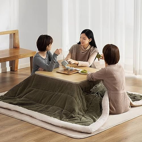 Yclty 4PCS Set Japanese Heated Table, Kotatsu Heizung, Kotatsu Futon Schmusetuch, 100% Polyester-Stoffmaterial, Home Living, Hängende Heizung unter Büro-Tisch, Couchtisch Computer Schreibtischheizung