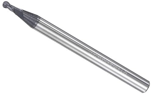 CoCud Bola Nariz Extremo Fresas, 1mm Radio 4mm Vástago 50mm Longitud, AlTiN Recubierto P05 Carburo 2 Flautas fresasdo Cortador CNC Enrutador barrena