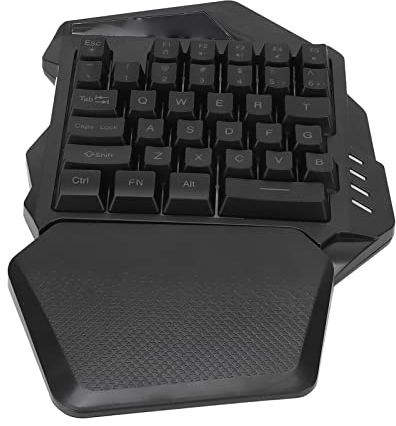 Akozon Teclado para Juegos con una Mano Inalámbrico, Teclados de Iluminación RGB 2.4G ABS 35 Teclas o Letras de Computadora Luz de Color Juego con Sensación Mecánica Ergonómica