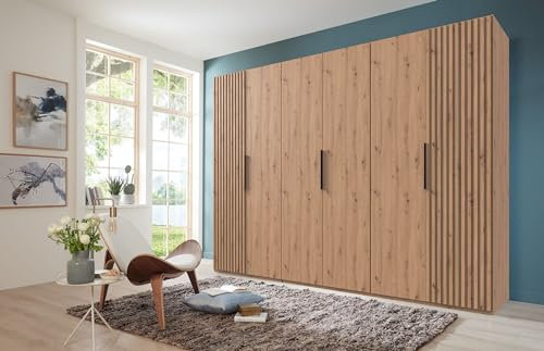 möbelando Drehtürenschrank >Andorra< in Artisan Eiche - 300x216x58cm (BxHxT)