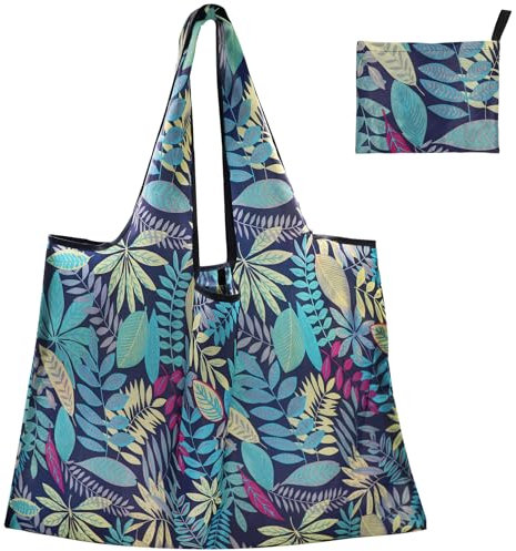 FenFang Borsa Spesa Pieghevole Grande, Borsa Della Spesa Riutilizzabile, Sacchetti per la Spesa Frutta di Stoffa, Borsa Shopper Tessuto, Shopping Tote Bag Ecologiche Lavabili, 56 X 67 cm (Blu)