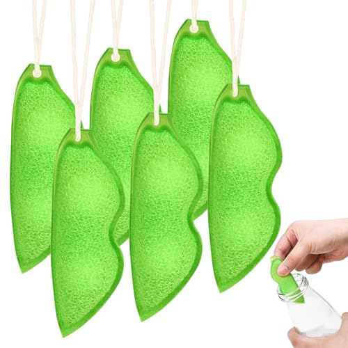 SOETDERT 6 Piezas Esponja Limpiadora de Botellas de Frijoles, Esponja Limpiadora de Botellas, Esponjas de Cocina en Forma de Guisante, Esponja Limpiadora de Botellas de Frijoles Mágicos, Cepillos Reu