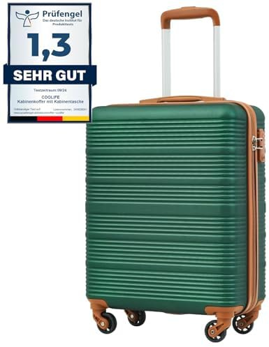 COOLIFE Handgepäck Koffer 55x40x20cm für Easyjet, Trolley Handgepäck | Geeignet für Kurztrips und Geschäftsreisen, Leichter ABS Hartschale mit TSA-Schloss, Teleskopgriff, 4 Leise 360° Rollen