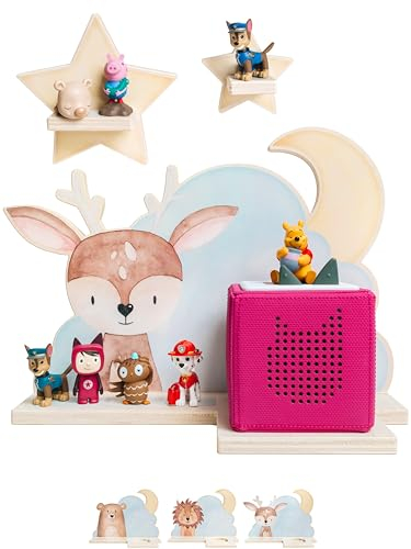wunderwunsch® - Personalisiertes Tonie Regal für Kinderzimmer - Magnetisches Toniebox Regal für Toniebox & Figuren mit abgerundeten Ecken & Kanten (REH)