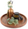 LDXDRU Bandeja decorativa redonda de 30 cm, rústica, nogal, bandeja de madera, vintage, marrón, bandeja decorativa, bandeja de servir, bandeja de madera, para café y decoración del hogar