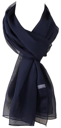 World of Shawls Chiffon Scarves Wraps for Wedding Party Special Occasions Women Plain Neck Scarf Soft Headwrap Girls Headscarf Sheer Wrap (Navy Blue)