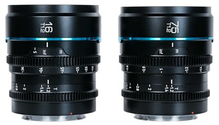 SIRUI Night Walker T1.2 S35 16 mm & 75 mm Cine Objektiv-Set, große Blende, manueller Fokus, Objektiv für MFT-Halterung, Schwarz