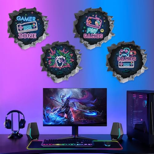 ANHUIB Gamer Zone Wall Stickers,3D Gaming Wall Decals,Gamer Wall Sticker for Bedrooms,Game Wall Art Decal,Boy Xbox Wall Stickers,Gaming Accessories for Boy Room,Game Wallpaper for Bedroom,Gamer Gifts