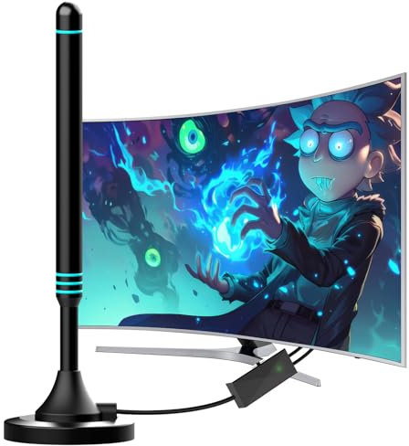 TV Aerial - Digital TV Ariels with Booster, Strong Magnetic Base Freeview Aerial for Easy Installation, Smart TV Aerial Indoor Support Freeview Aerial/4K/1080P All TV - 16.4FT Coax Cable (Blue)