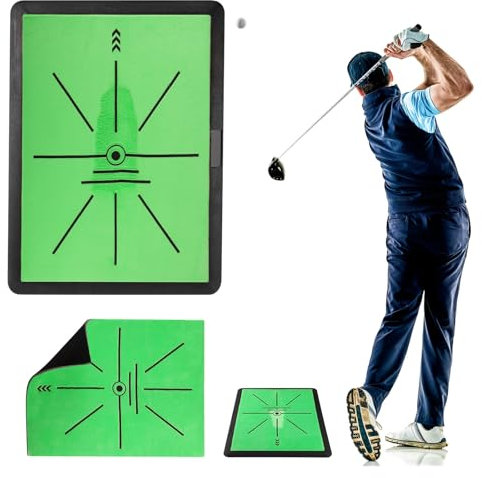 Golf Training Mat - Hitting/Chipping Mat for Swing Path Feedback - Indoor & Outdoor Practice - Gift for Beginners, Men, Women & Children