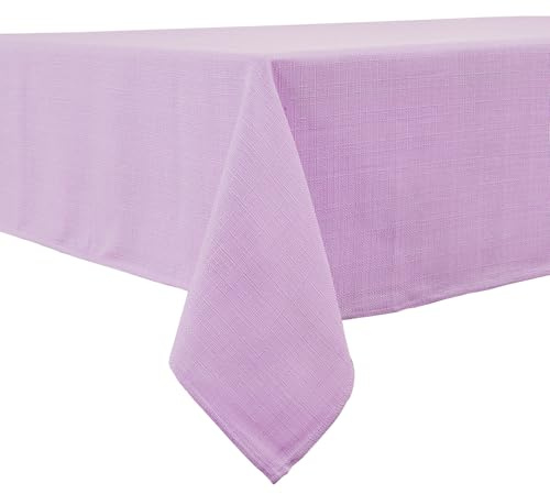 BALCONY & FALCON Table Cloth Waterproof Washable Lilac 140x240cm | Rectangular, Faux Linen, Heavyweight, Wrinkle Resistant, Wipe Clean, Farmhouse, Dining, Kitchen, Wedding, Party, Outdoor