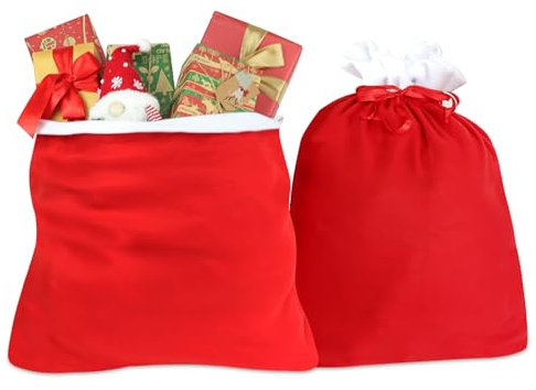 Dijia Weihnachtssack-2 Stück Geschenkverpackung Weihnachten Nikolaus Sack Weihnachtsmann Weihnachtsbeutel für Weihnachtsgeschenke, Goody, Geburtstag, Urlaub, Party Rot 70 x80 CM