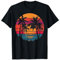 Tropischer Sonnenuntergang mit Palmen-Strand-Kunstdruck T-Shirt