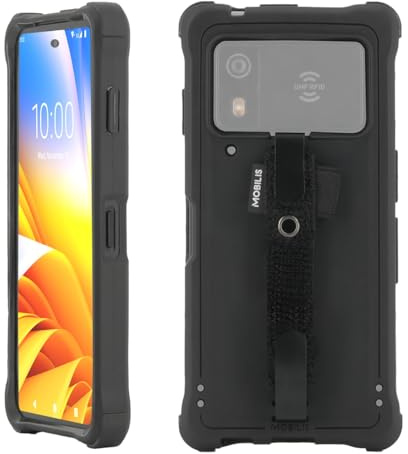 Mobilis Verstärkte Schutzhülle für Zebra EM45, Robuste Hülle für RFID EM45 Enterprise Mobile mit Griffband und Stifthalter, Schwarz
